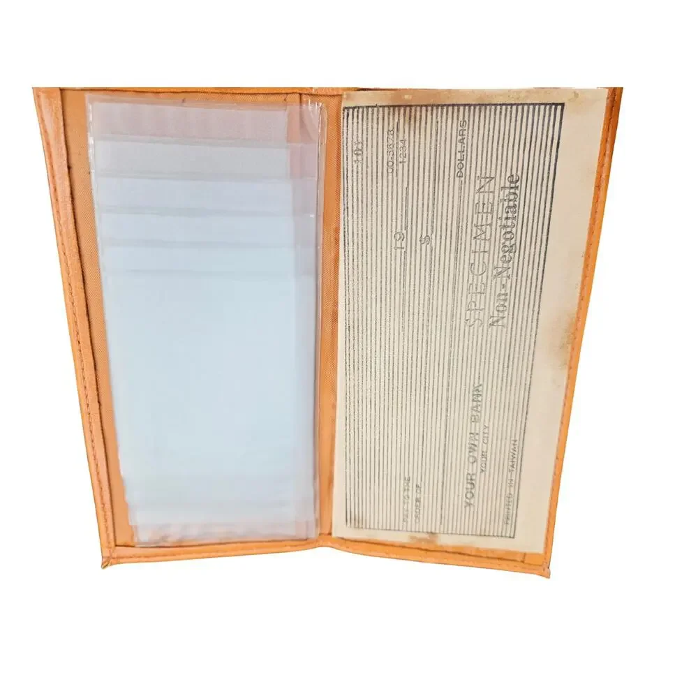 Orange Quilted Faux Leather Compartmentalized Checkbook Wallet Brown Trim